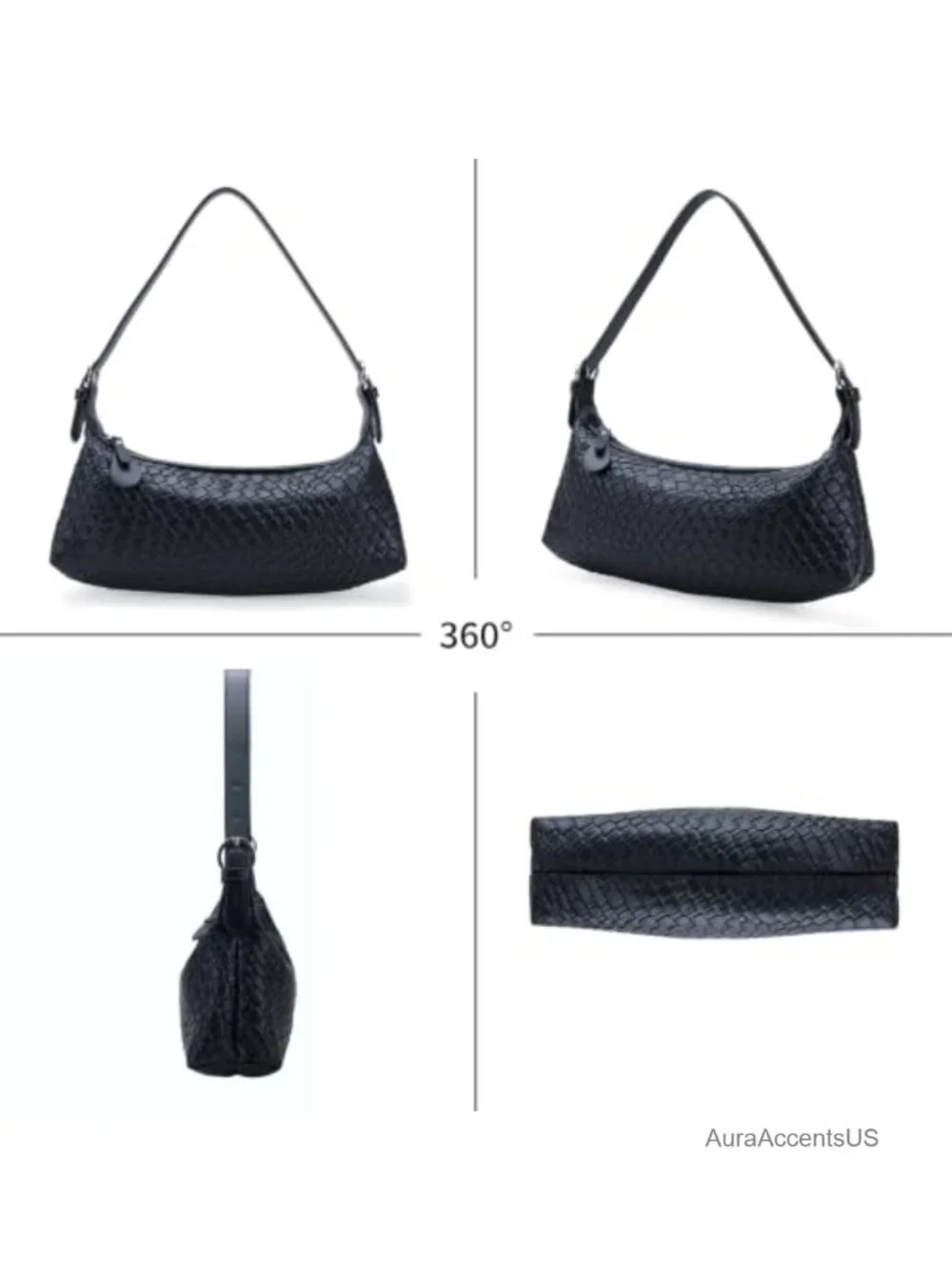 Small Woven Hobo Shoulder Crossbody Bag with Adjustable Strap